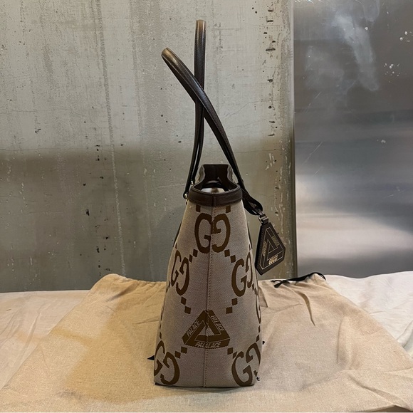 Gucci X Palace GG-P Jumbo Triferg Canvas Leather Tote Bag - Picture 3 of 16